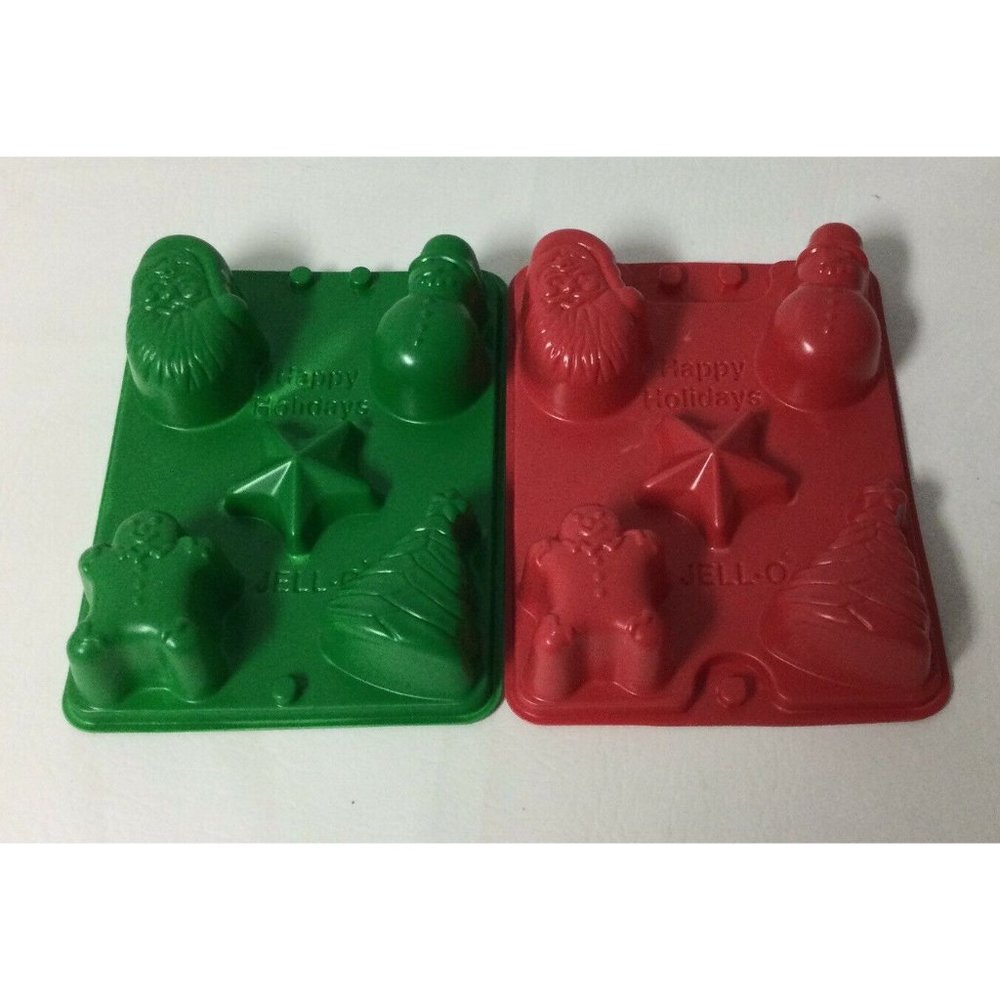 Christmas Jello Jigglers Mold Set of 2 Plastic Holiday Gelatin